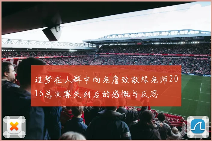 追梦在人群中向老詹致敬绿老师2016总决赛失利后的感慨与反思